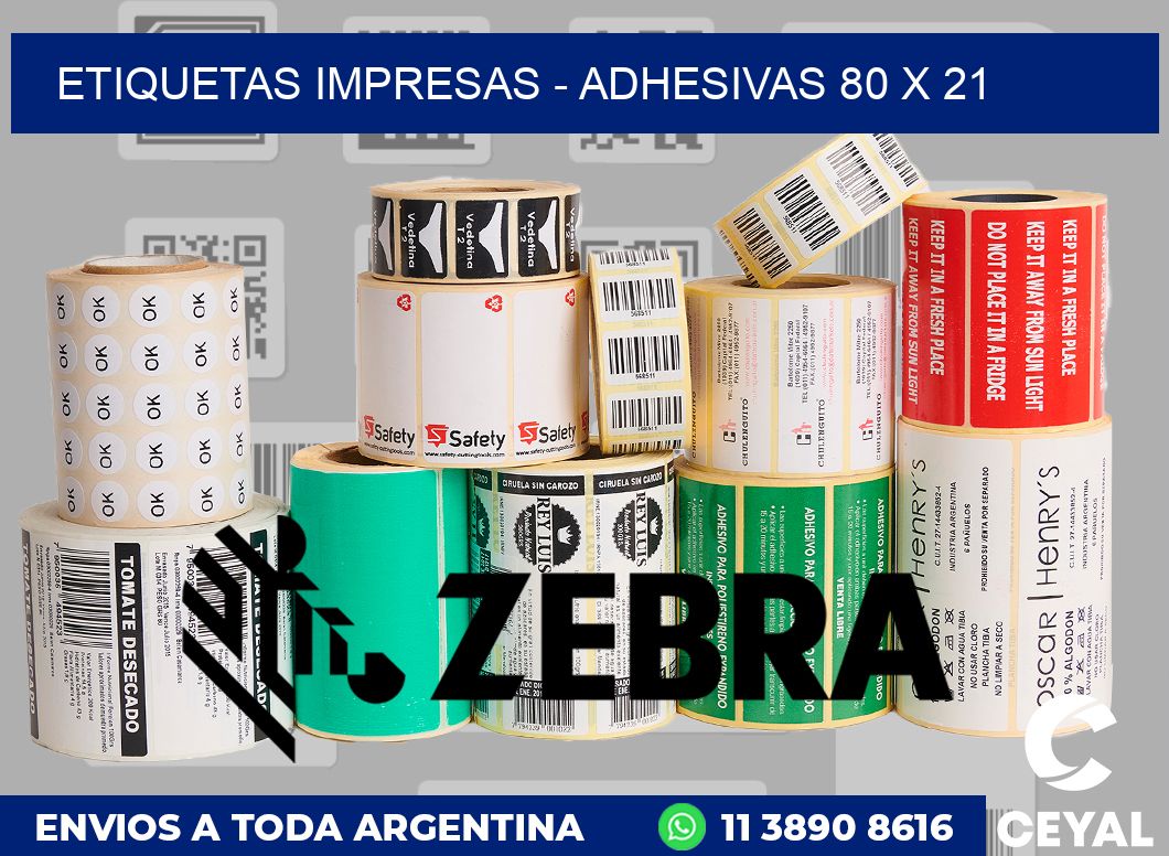 etiquetas impresas - Adhesivas 80 x 21