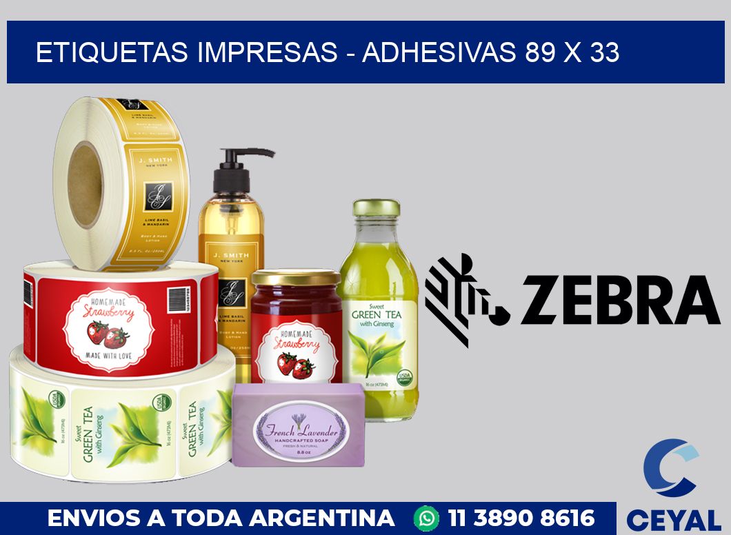 etiquetas impresas - Adhesivas 89 x 33