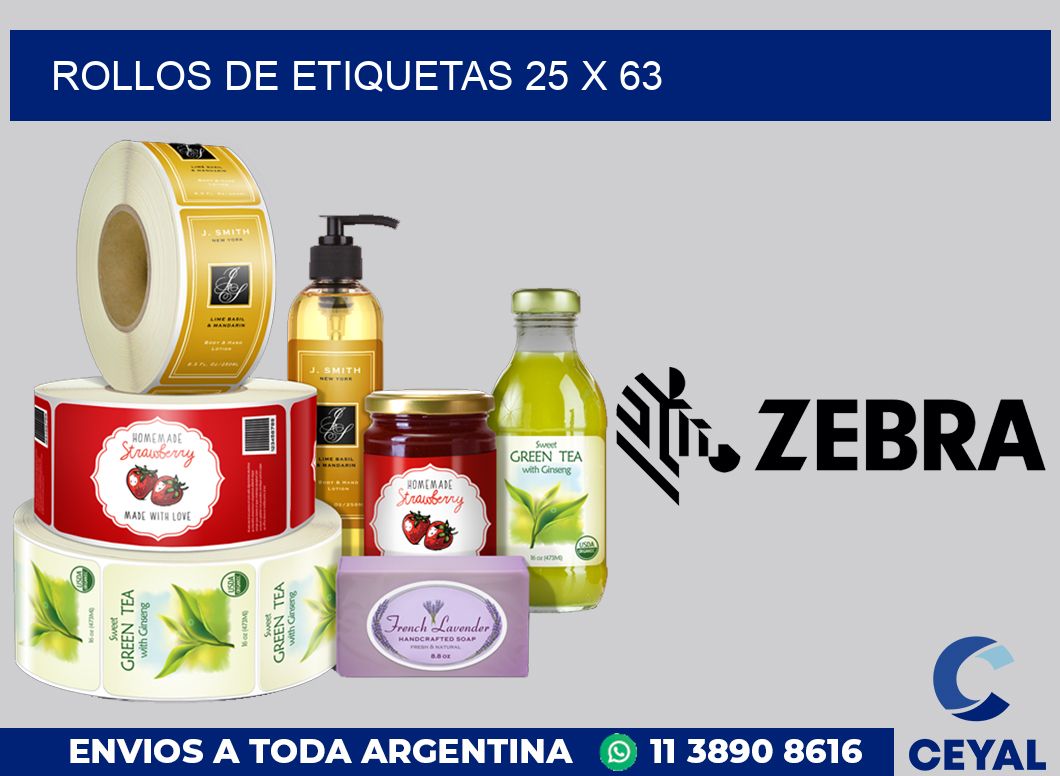 rollos de etiquetas 25 x 63