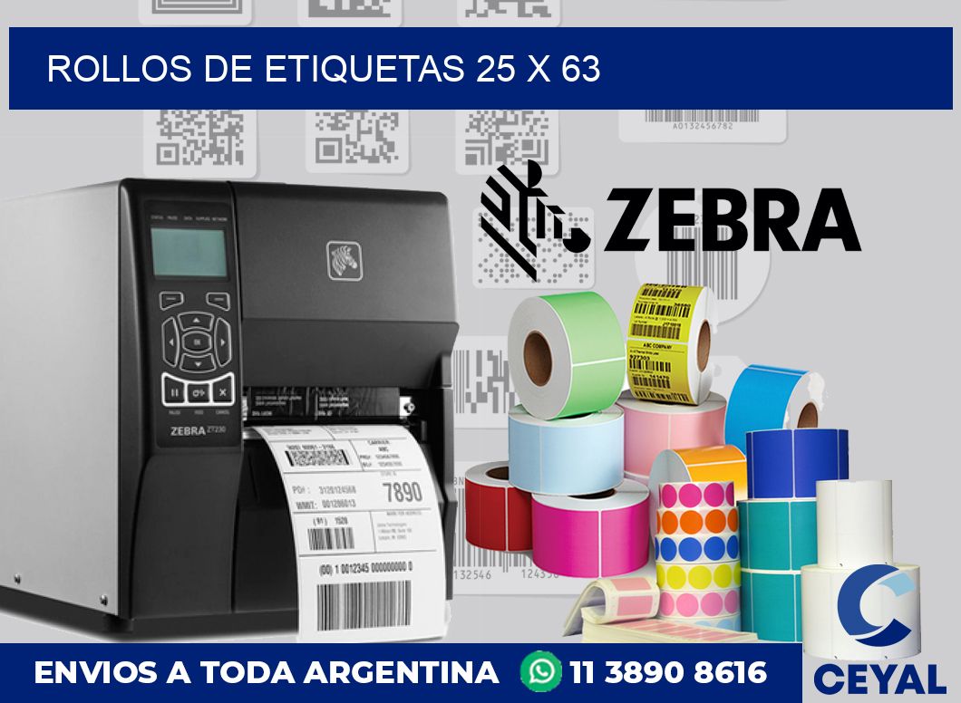 rollos de etiquetas 25 x 63