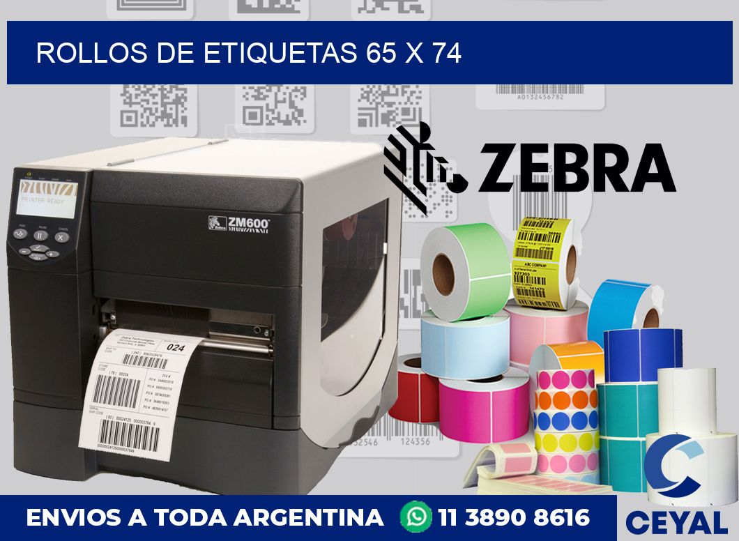 rollos de etiquetas 65 x 74
