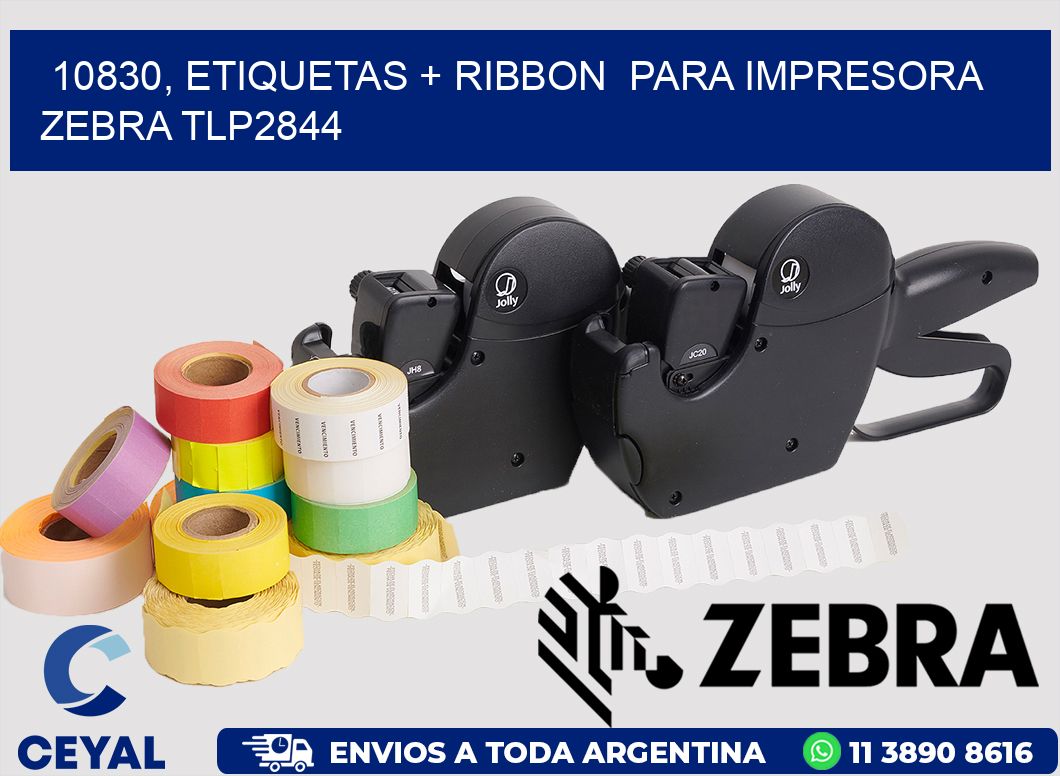 10830, etiquetas + ribbon  para impresora zebra TLP2844