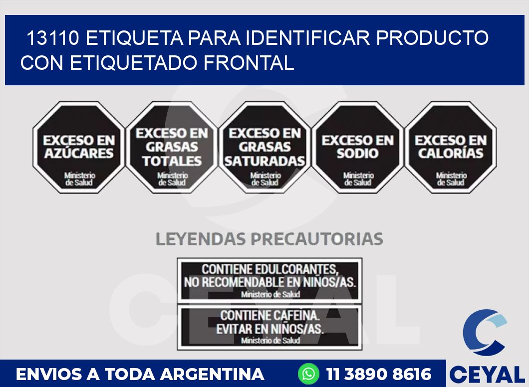 13110 ETIQUETA PARA IDENTIFICAR PRODUCTO CON ETIQUETADO FRONTAL