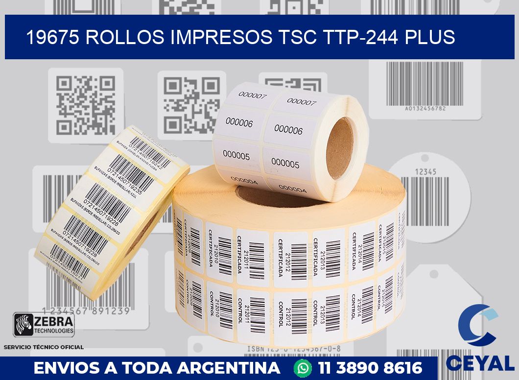 19675 ROLLOS IMPRESOS TSC TTP-244 PLUS