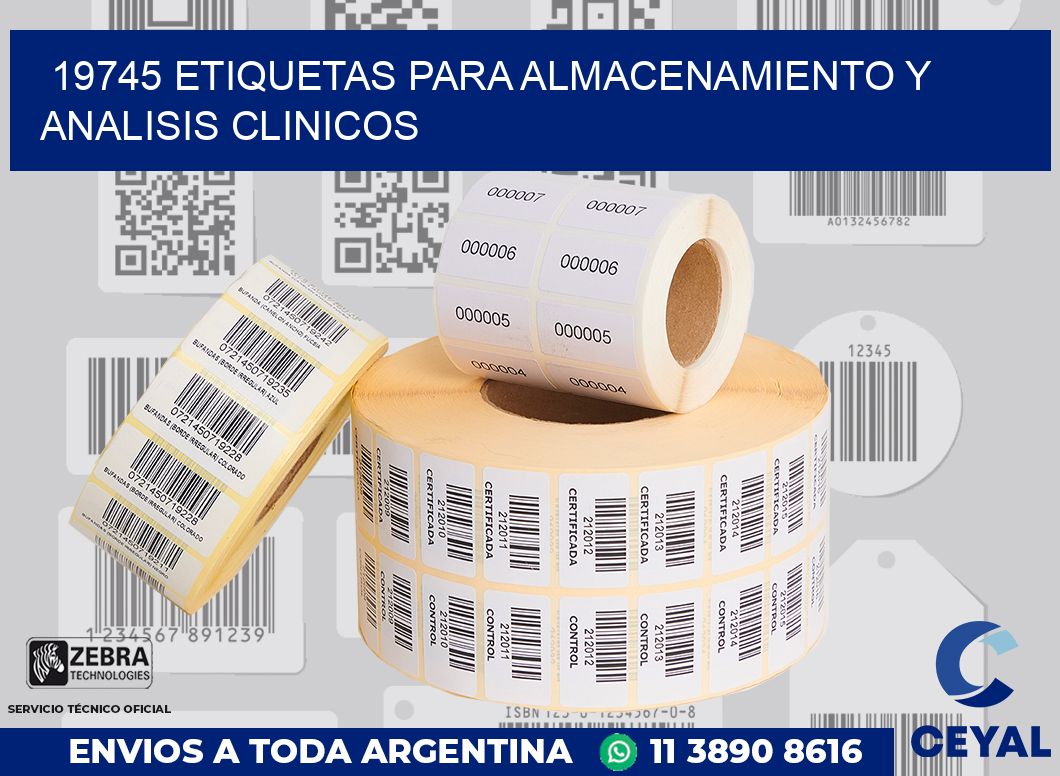 19745 ETIQUETAS PARA ALMACENAMIENTO Y ANALISIS CLINICOS
