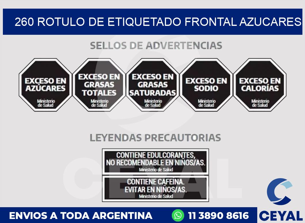 260 ROTULO DE ETIQUETADO FRONTAL AZUCARES
