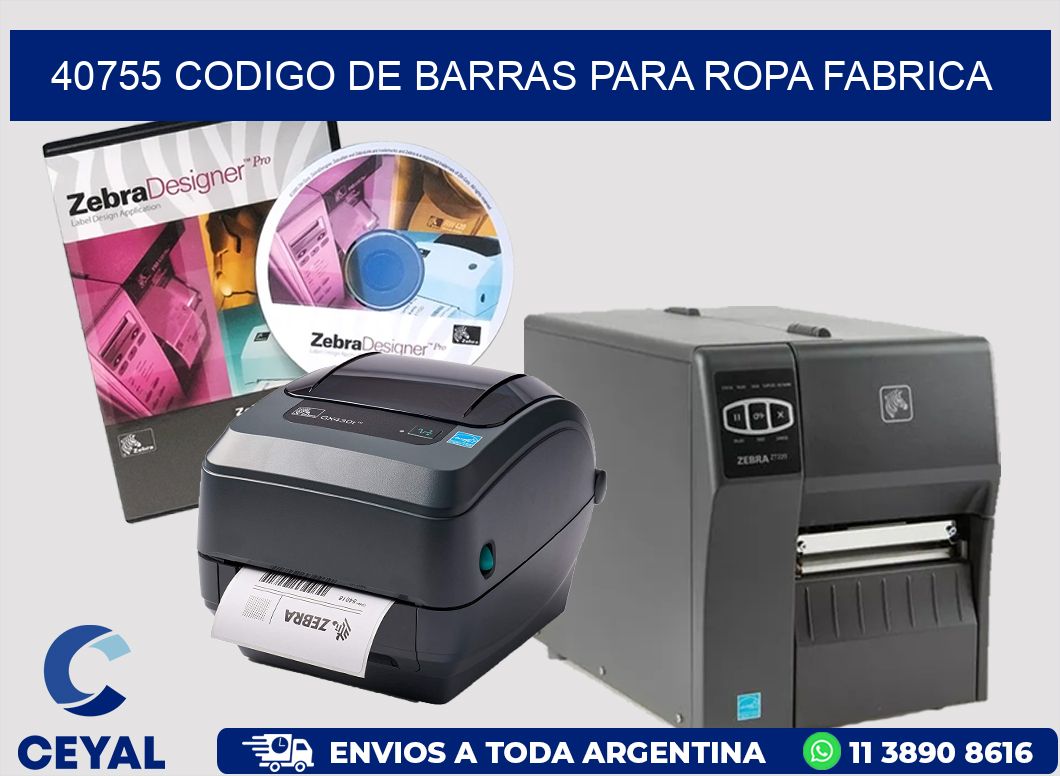 40755 CODIGO DE BARRAS PARA ROPA FABRICA