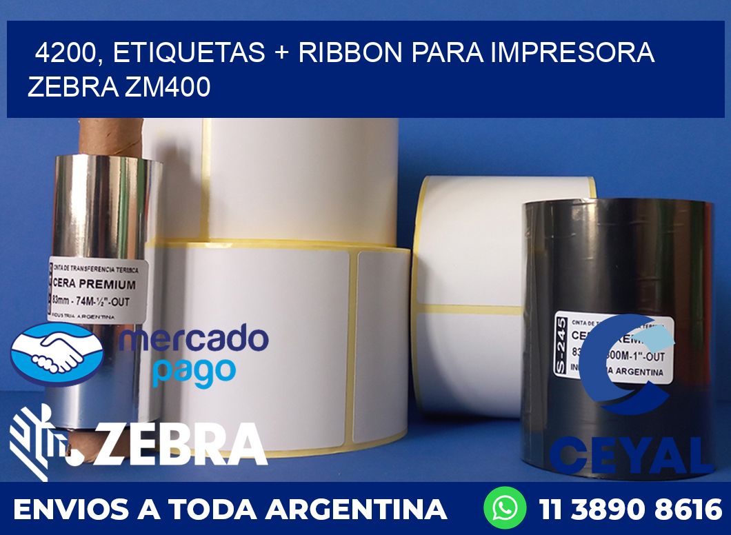 4200, etiquetas + ribbon para impresora zebra ZM400