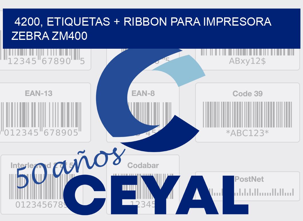 4200, etiquetas + ribbon para impresora zebra ZM400
