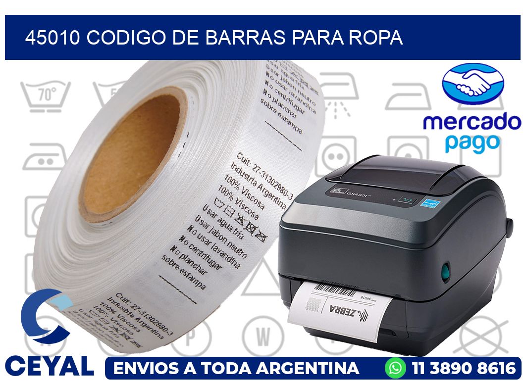 45010 CODIGO DE BARRAS PARA ROPA