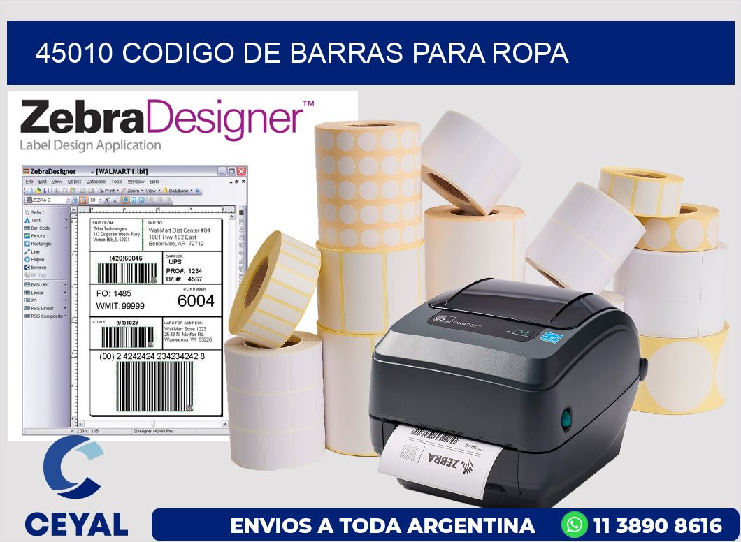 45010 CODIGO DE BARRAS PARA ROPA