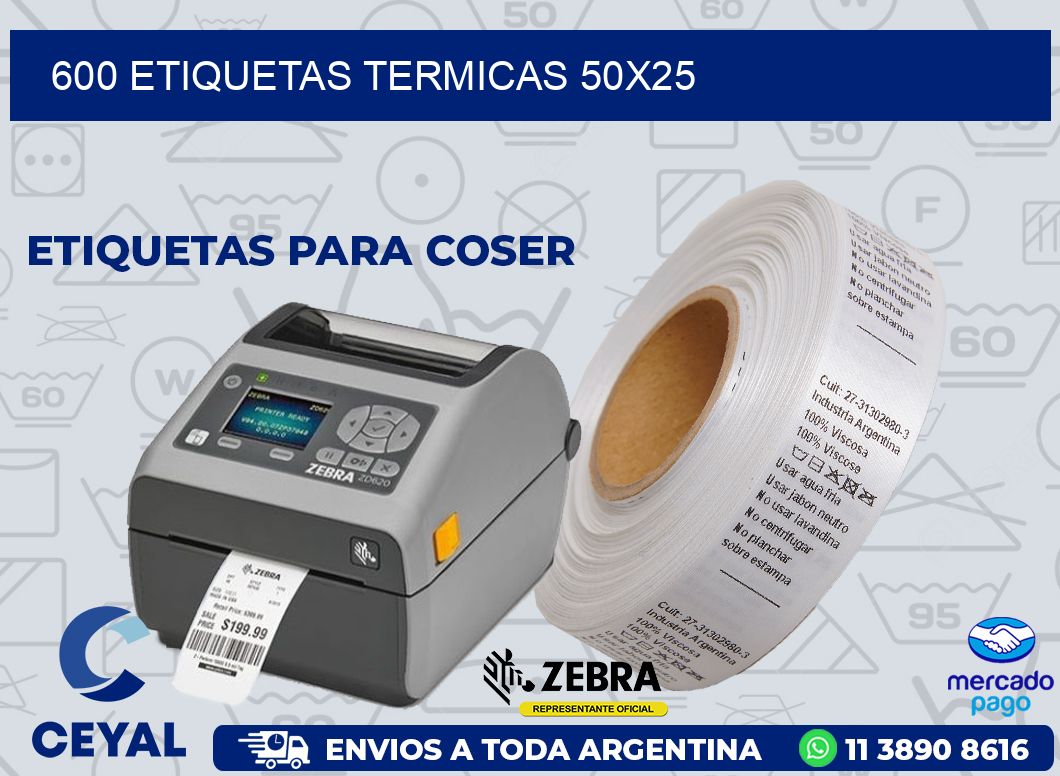 600 ETIQUETAS TERMICAS 50X25