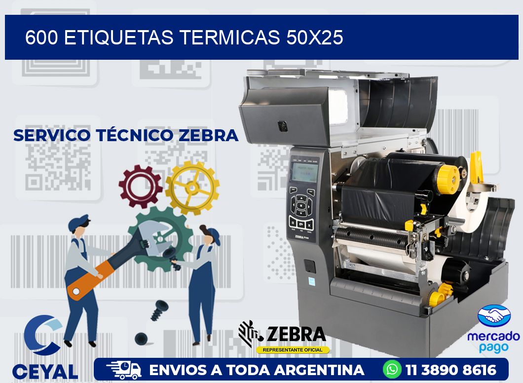 600 ETIQUETAS TERMICAS 50X25