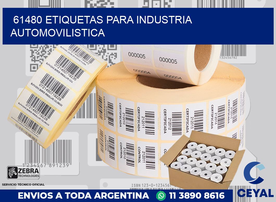 61480 ETIQUETAS PARA INDUSTRIA AUTOMOVILISTICA