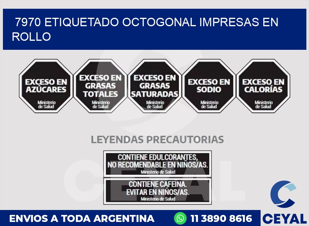 7970 ETIQUETADO OCTOGONAL IMPRESAS EN ROLLO