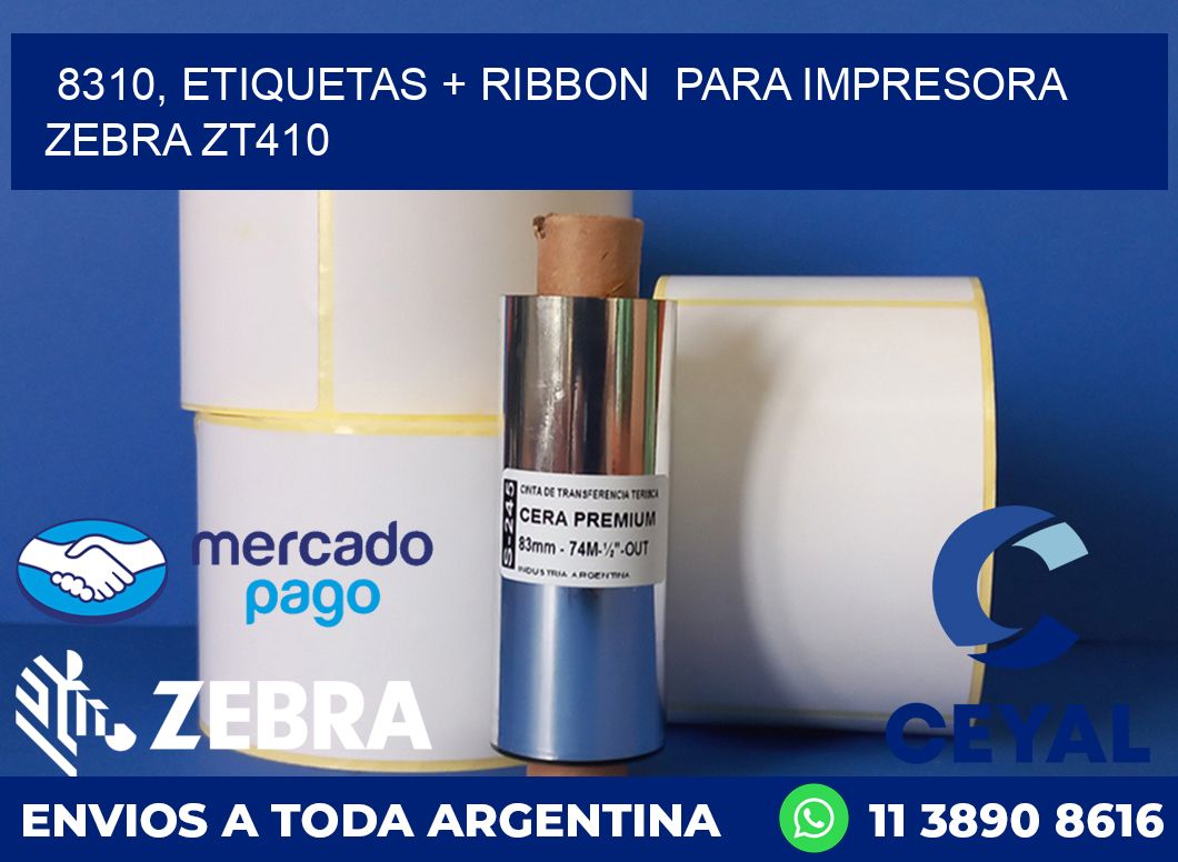 8310, etiquetas + ribbon  para impresora zebra ZT410