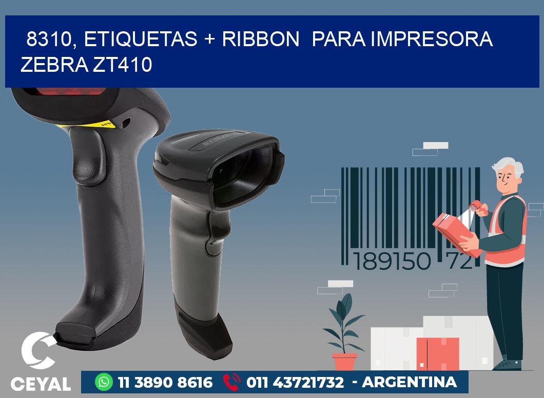 8310, etiquetas + ribbon  para impresora zebra ZT410
