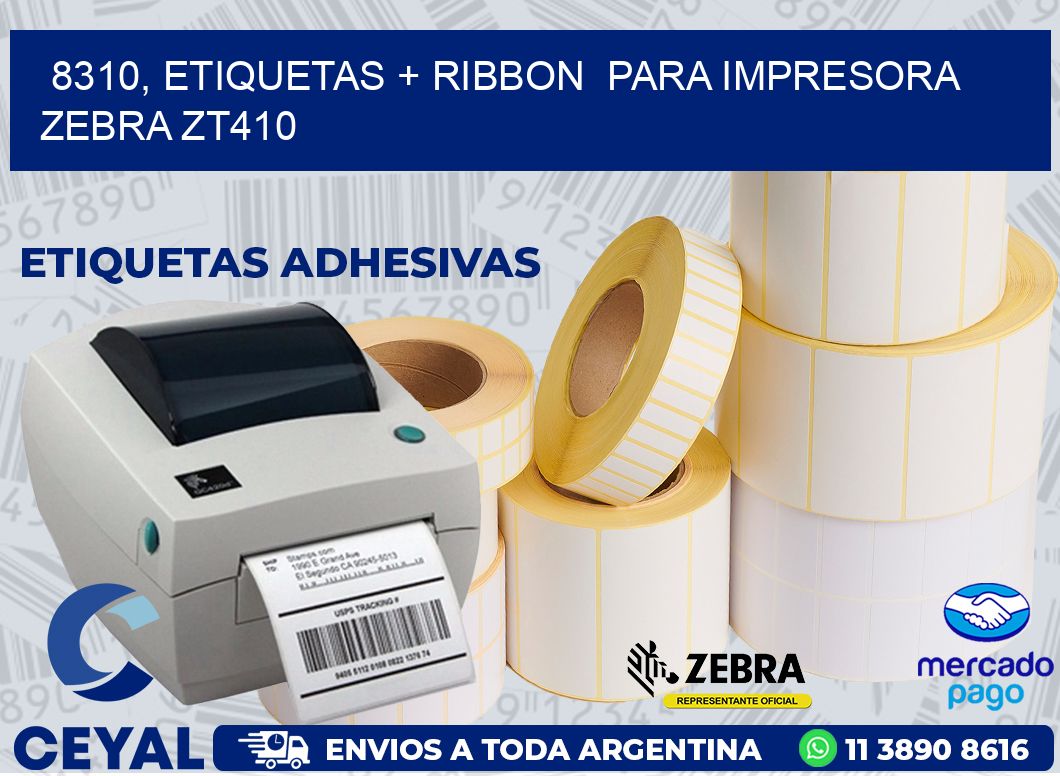 8310, etiquetas + ribbon  para impresora zebra ZT410