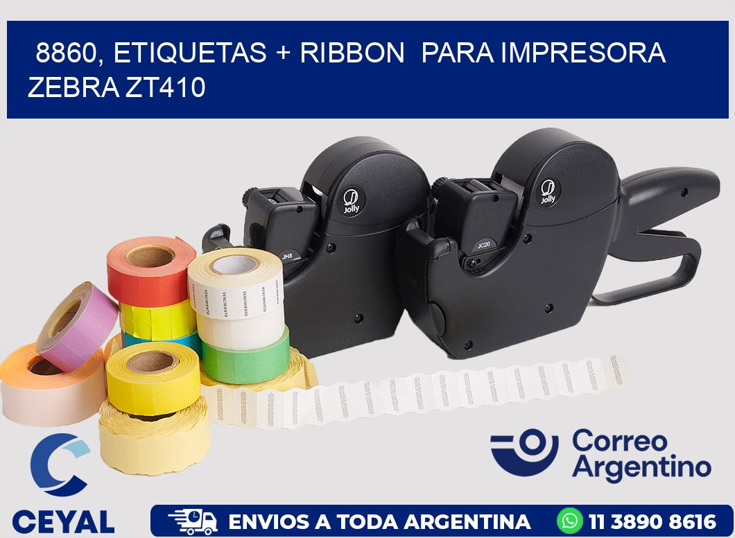 8860, etiquetas + ribbon  para impresora zebra ZT410
