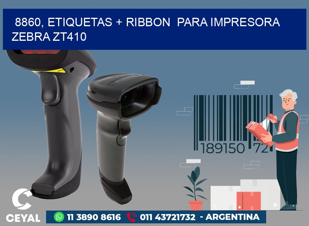 8860, etiquetas + ribbon  para impresora zebra ZT410