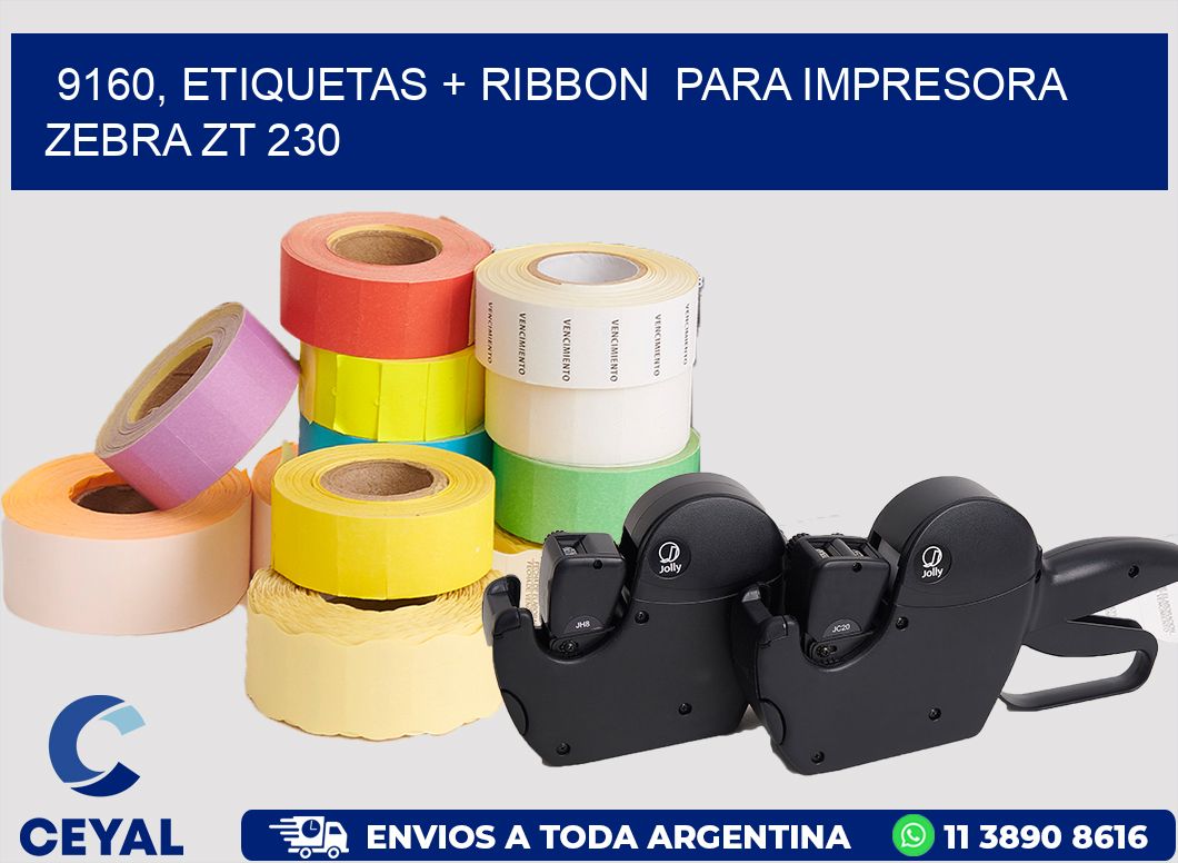 9160, etiquetas + ribbon  para impresora zebra ZT 230
