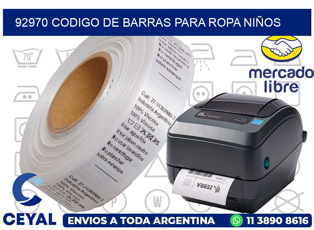 92970 CODIGO DE BARRAS PARA ROPA NIÑOS