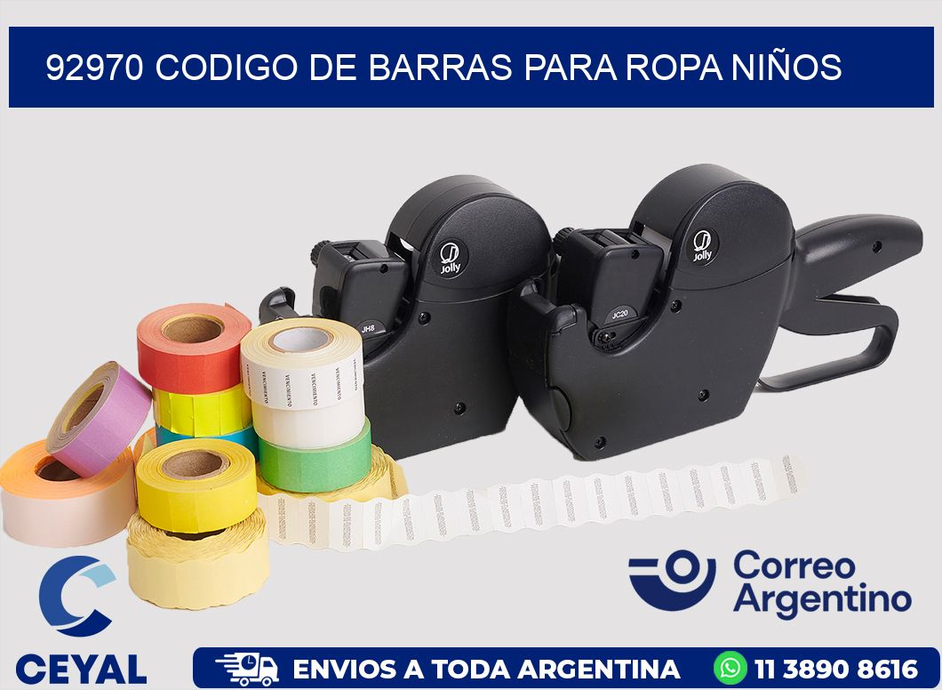 92970 CODIGO DE BARRAS PARA ROPA NIÑOS