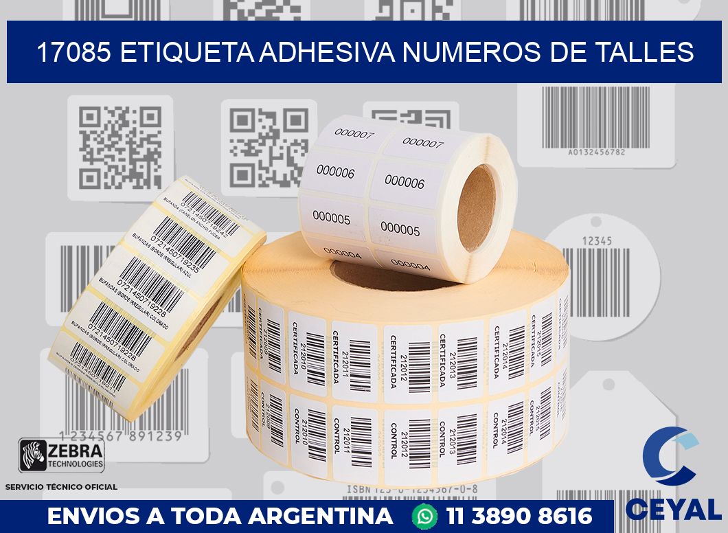 17085 ETIQUETA ADHESIVA NUMEROS DE TALLES