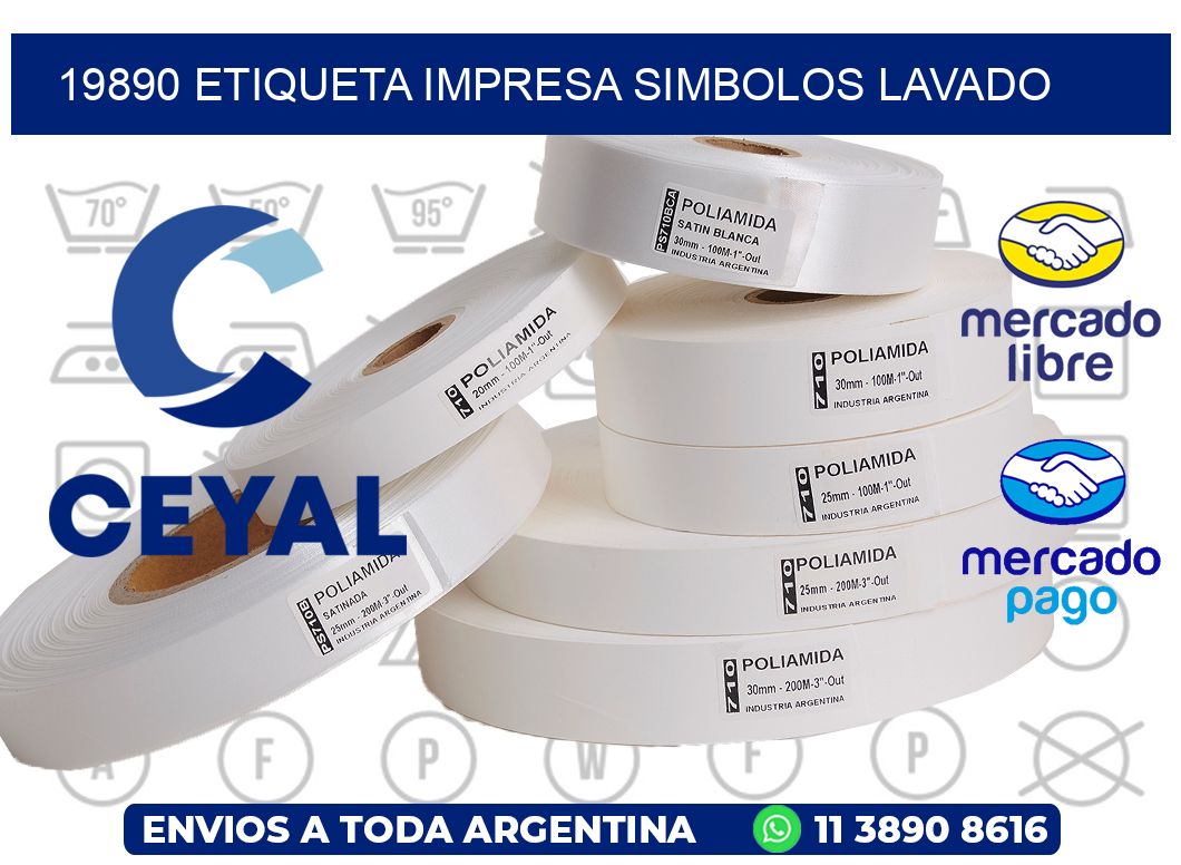 19890 ETIQUETA IMPRESA SIMBOLOS LAVADO