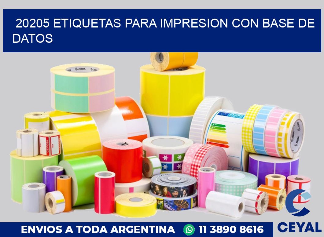 20205 ETIQUETAS PARA IMPRESION CON BASE DE DATOS