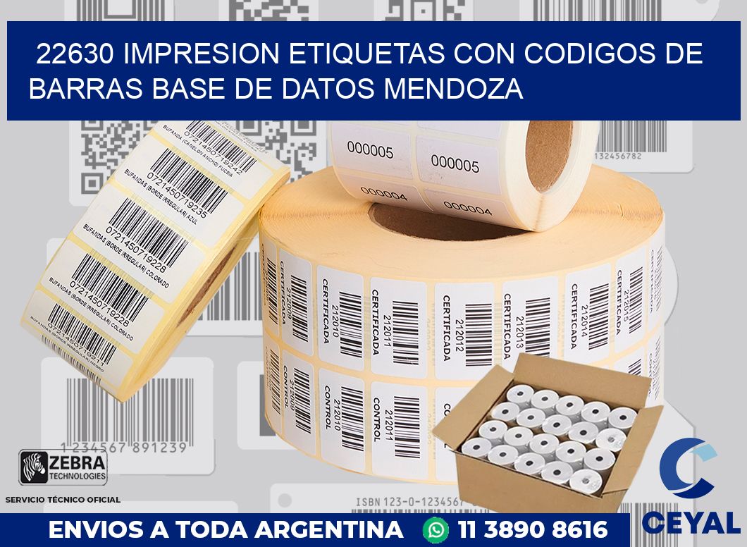 22630 IMPRESION ETIQUETAS CON CODIGOS DE BARRAS BASE DE DATOS MENDOZA