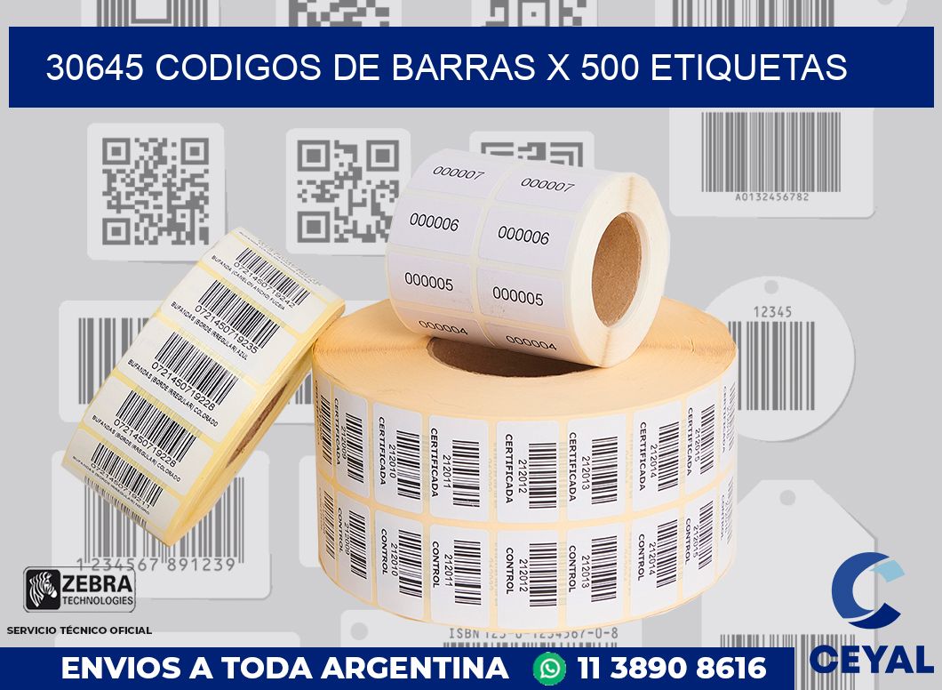 30645 codigos de barras x 500 etiquetas