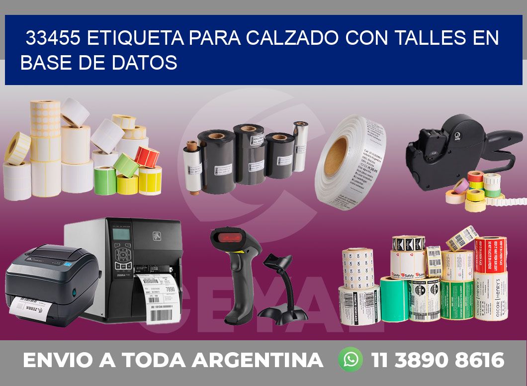 33455 ETIQUETA PARA CALZADO CON TALLES EN BASE DE DATOS