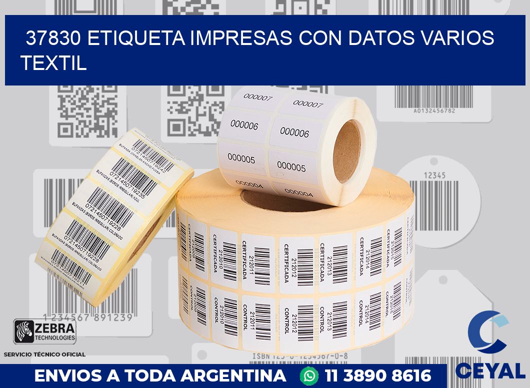 37830 ETIQUETA IMPRESAS CON DATOS VARIOS TEXTIL