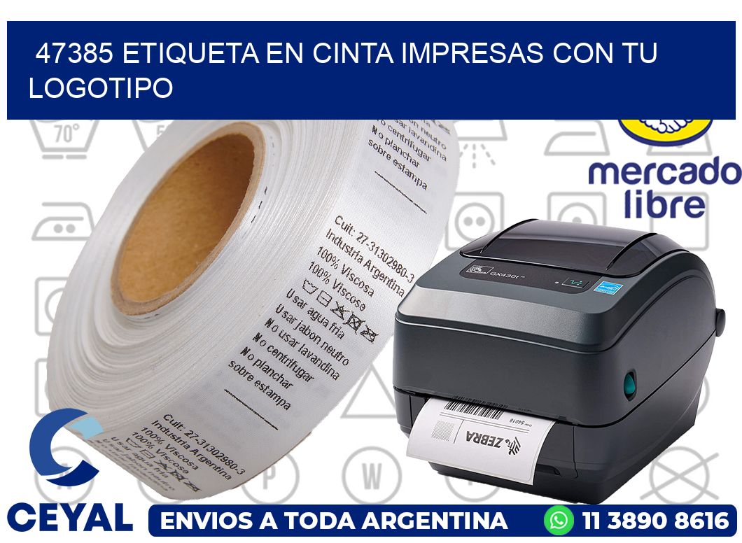 47385 ETIQUETA EN CINTA IMPRESAS CON TU LOGOTIPO