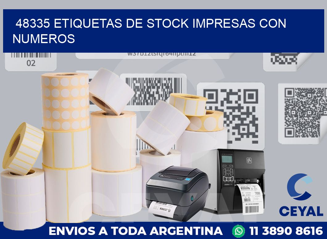 48335 ETIQUETAS DE STOCK IMPRESAS CON NUMEROS