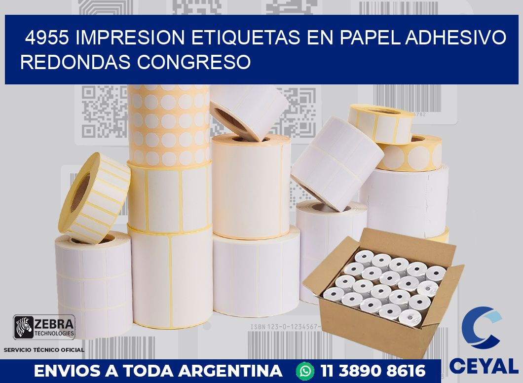 4955 IMPRESION ETIQUETAS EN PAPEL ADHESIVO REDONDAS CONGRESO