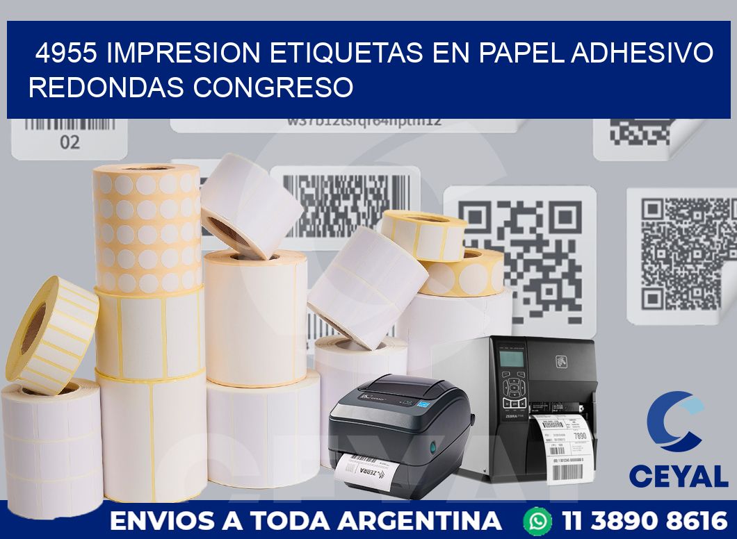4955 IMPRESION ETIQUETAS EN PAPEL ADHESIVO REDONDAS CONGRESO