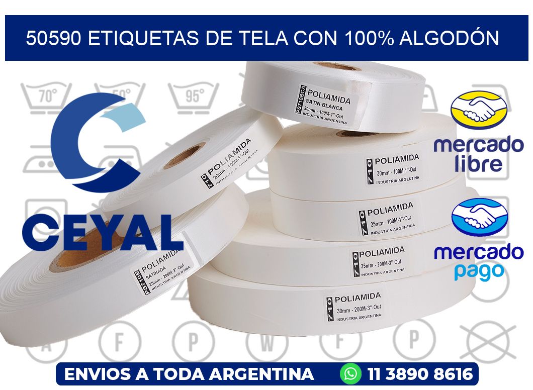 50590 ETIQUETAS DE TELA CON 100% ALGODÓN