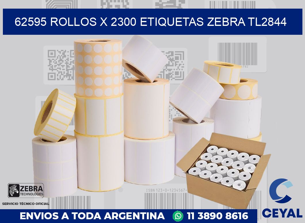 62595 Rollos x 2300 etiquetas zebra tl2844