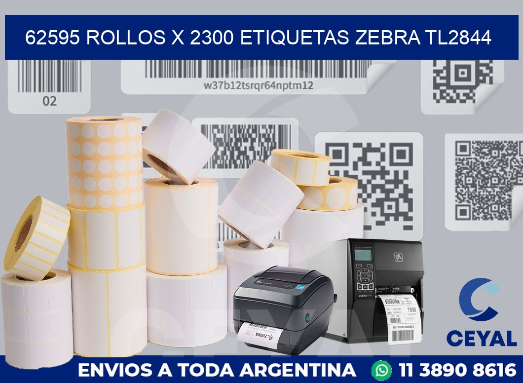 62595 Rollos x 2300 etiquetas zebra tl2844