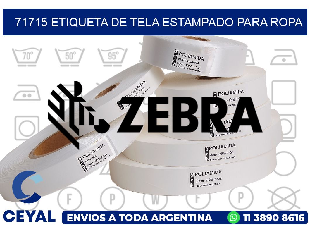 71715 ETIQUETA DE TELA ESTAMPADO PARA ROPA