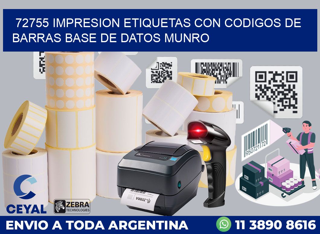 72755 IMPRESION ETIQUETAS CON CODIGOS DE BARRAS BASE DE DATOS MUNRO