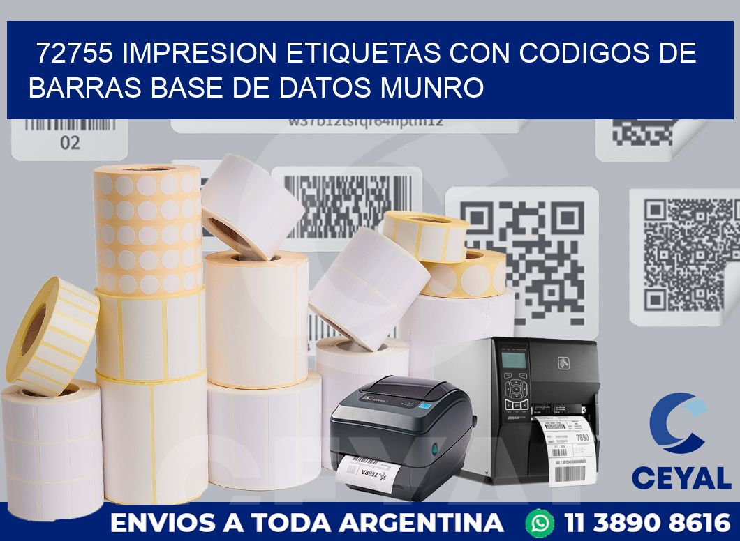72755 IMPRESION ETIQUETAS CON CODIGOS DE BARRAS BASE DE DATOS MUNRO
