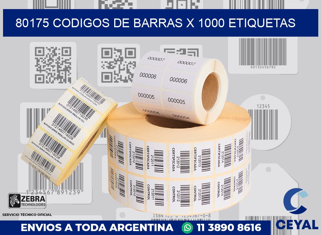 80175 codigos de barras x 1000 etiquetas