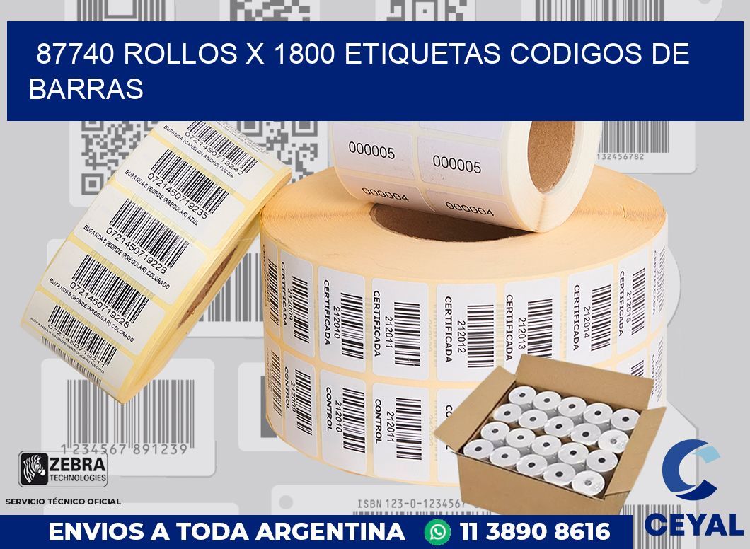 87740 Rollos x 1800 etiquetas codigos de barras