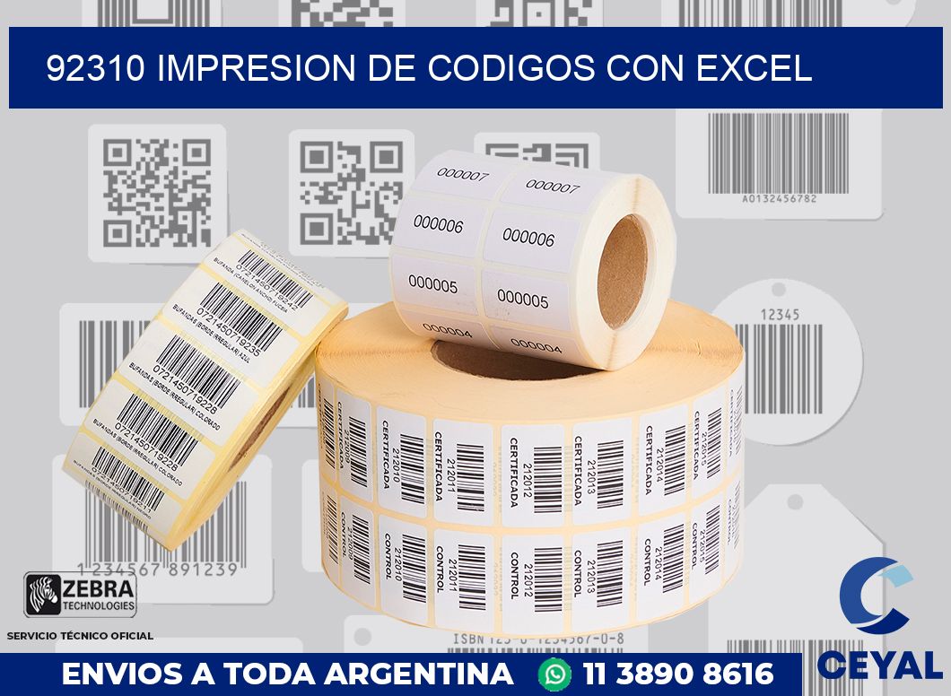 92310 IMPRESION DE CODIGOS CON EXCEL