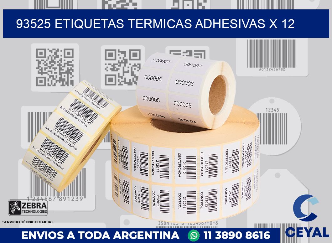 93525 etiquetas termicas adhesivas x 12