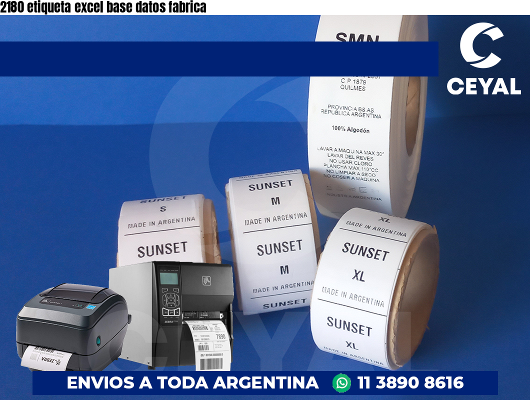 2180 etiqueta excel base datos fabrica