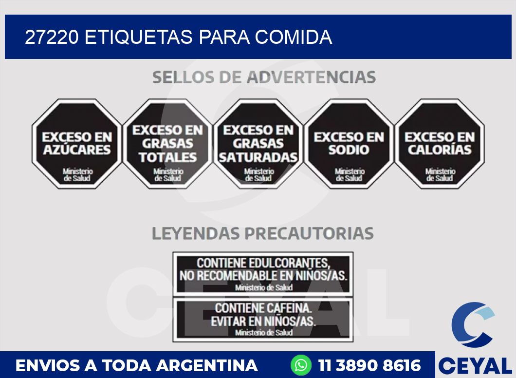 27220 ETIQUETAS PARA COMIDA